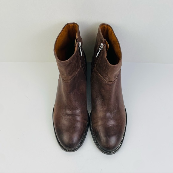 Franco Sarto Benny Brown Leather Ankle Boots Heeled Side Zip Women’s Size 6M - Picture 10 of 12